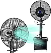 Ventilateur sur Pied Portable avec Brumisateur, Oscillation 90°, Réservoir 43 L