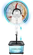 Ventilateur sur Pied Oscillant Brumisateur, Support Métallique Robuste