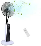 Ventilateur Brumisateur sur Pied 2 en 1 Noir 75 W, Télécommande, 3 Vitesses