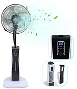 Ventilateur Brumisateur 2 en 1 sur Pied 75 W avec Nébuliseur d'Eau et Télécommande