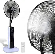 Ventilateur brumisateur avec Télécommande 75W Ventilateur sur Pied avec nébuliseur deau Noir
